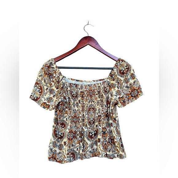 Idyllwind Women's Slaydon Tapestry Print Short Sleeve Shirt Medium Bohemian - Picture 5 of 9